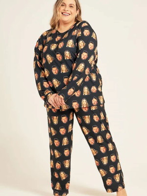 Pijama unissex plus size longo personalizado preto