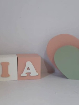Kit 8 cubos + dois corações decoração mdf