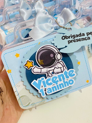 Maletinha acrílica personalizada - 10 unidades - astronauta