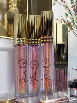 Lip gloss de luxo com nome individual para casamento