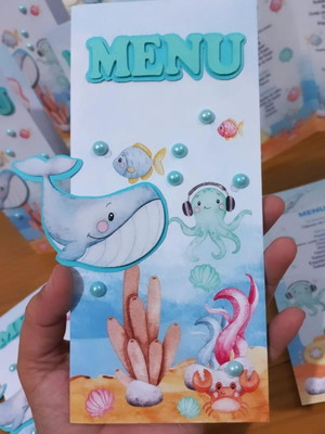 Menu de mesa 3d fundo do mar
