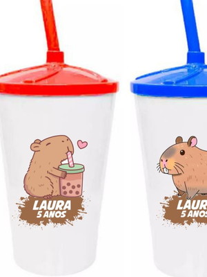 Capivara copo com tampa personalizado 500ml