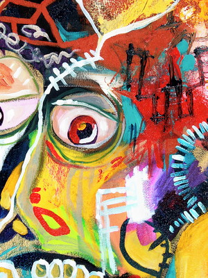 Quadro clássico de jean michel basquiat - cabeça x.