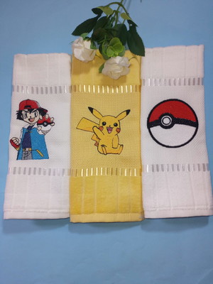 Kit 3 toalhas bordada escolar - pokémon