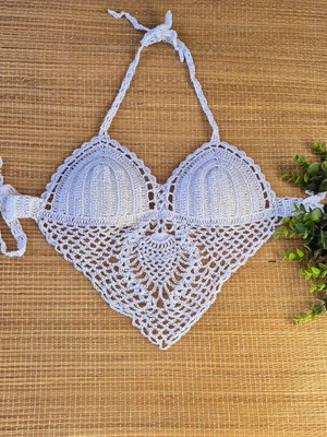 Top cropped crochê frente única