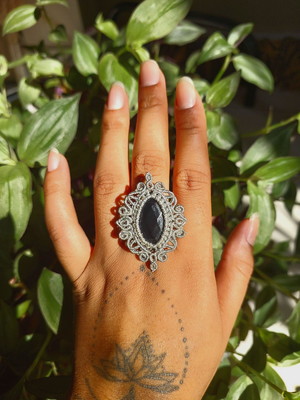 Anel maxi com onix negra