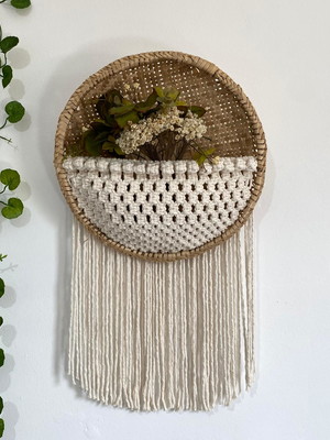 Peneira decorativa macramê 35cm x 70xm