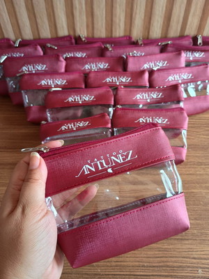 12 unidades mini nécessaire sintético com visor