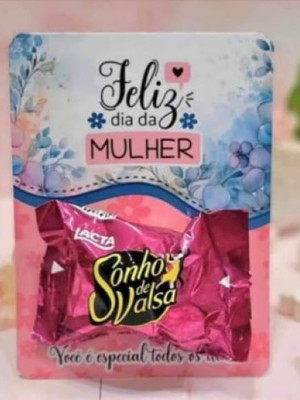 Card com bombom - dia das mulheres