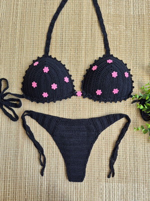 Biquini borboleta de croche biquíni com flores