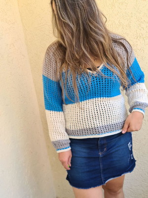 Blusa colorida de frio crochê