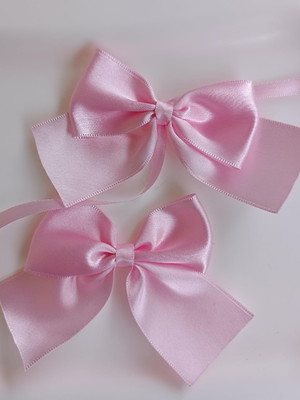 Laço de cetim rosa bebe com fita para amarrar