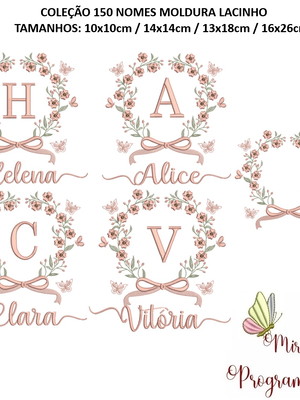 Matriz de bordado - coleção 150 nomes moldura flores