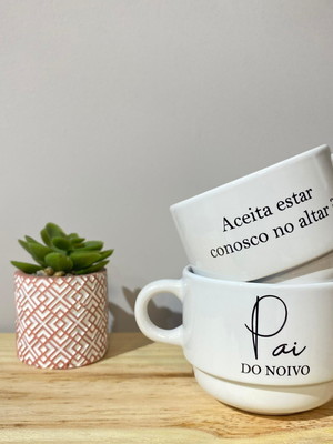 Xícara personalizada casamento - pai/mãe dos noivos -convite