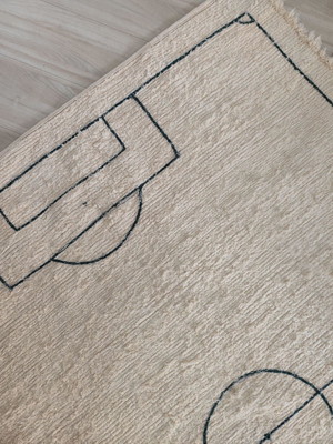 Tapete infantil boho 2x2,5m - artesanal bordado futebol
