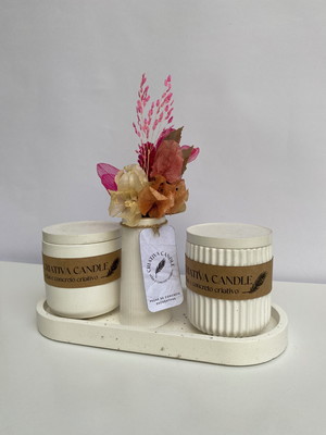 Kit banheiro ou lavabo - 4 peças com bandeja oval basic