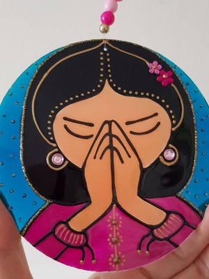 Namastê mandala em acrílico 12cm