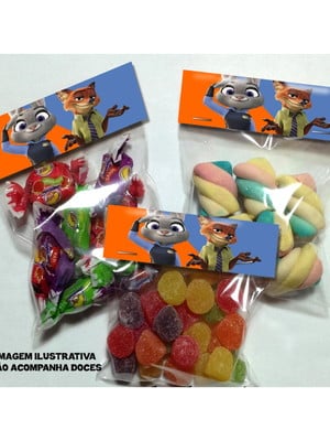 Lapela com saquinho zootopia não acompanha doces