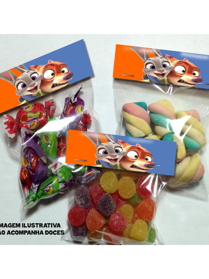 Lapela com saquinho zootopia não acompanha doces