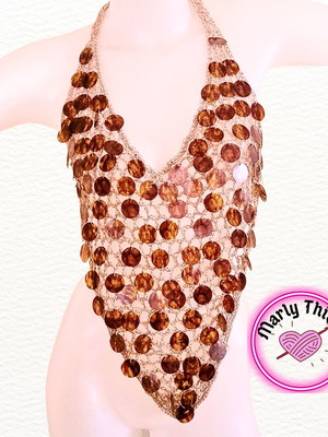 Cropped luxo croche com paetes feito á mão