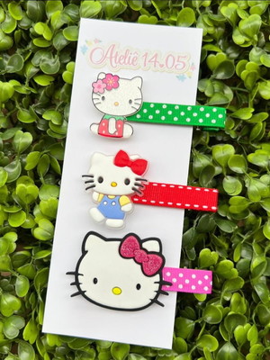 Kit com 3 presilhas hello kitty