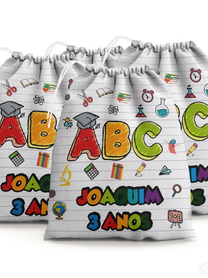 Sacolinha saquinho lembrancinha abc formandos escola