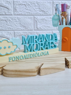 Placa profissional + porta canetas - fonoaudióloga