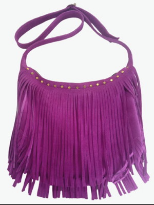 Bolsa franja couro 100% legitímo feminina