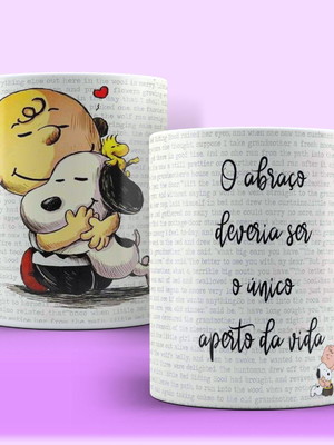 Caneca snoopy abraço