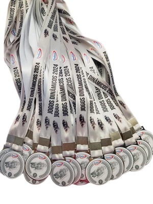 Medalha com fita personalizada para brinde 60 unidades