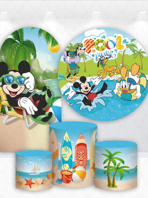 Conjunto de capas painel e cilindros mickey pool party