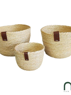 Kit 3 cachepôs costurados de corda de sisal