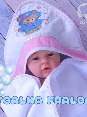 Toalha fralda com capuz - ursinha menina - presente bebê