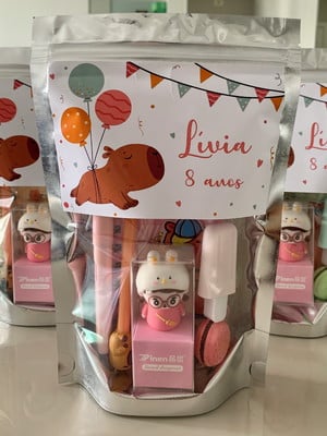 Kit lembrancinha papelaria fofa capivara (6 itens)