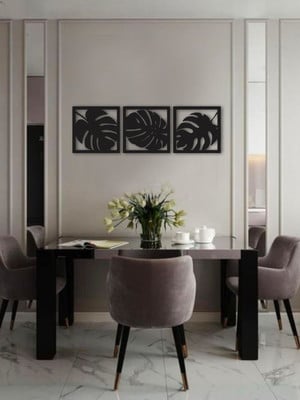 Quadros decorativos folhas costela de adão (trio)