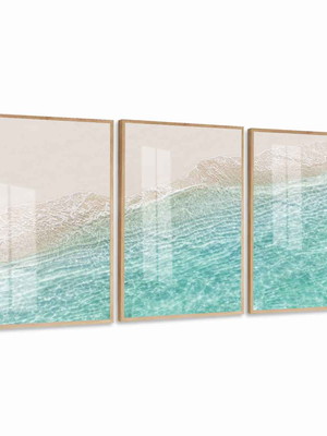 Quadro decorativo moderno com vidro mar ondas sala hall