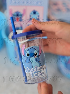 Copo stitch aniversário lembrancinha 300ml