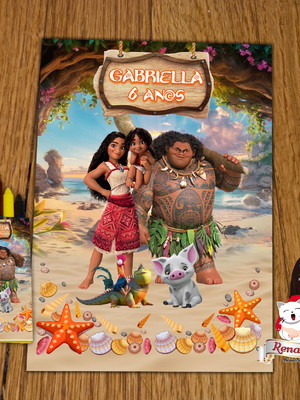 Revista para colorir com giz moana 2