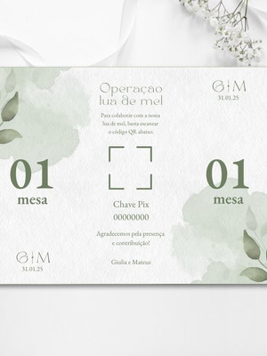 Numeração de mesa | arte digital folhagem | editável