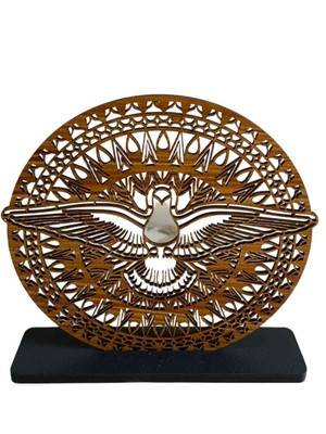 Espírito santo, mandala mdf, 15cm de diâmetro com base rs 25