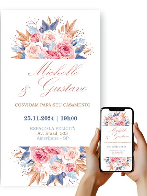 Convite digital casamento noivado wedding personalizado