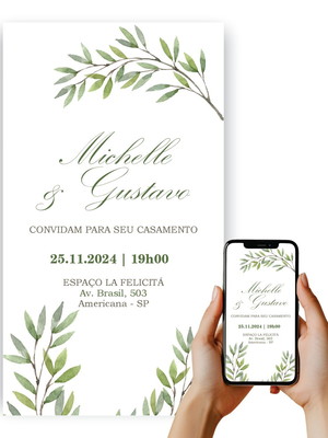 Convite digital casamento noivado wedding personalizado
