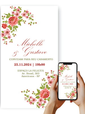Convite digital casamento noivado wedding personalizado