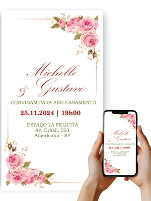 Convite digital casamento noivado wedding personalizado