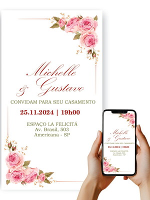 Convite digital casamento noivado wedding personalizado