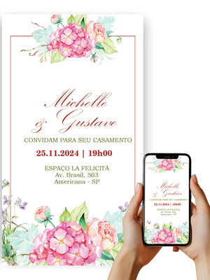 Convite digital casamento noivado wedding personalizado