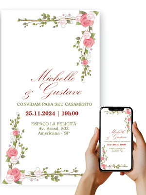 Convite digital casamento noivado wedding personalizado