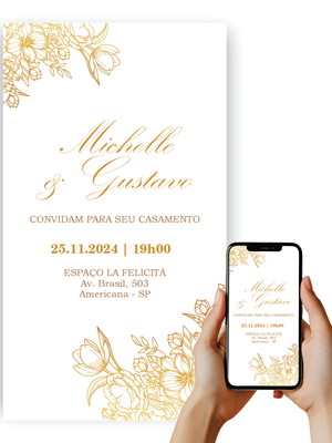Convite digital casamento noivado wedding personalizado