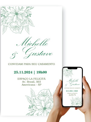 Convite digital casamento noivado wedding personalizado