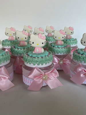 20 potes personalizados em biscuit hello kitty
